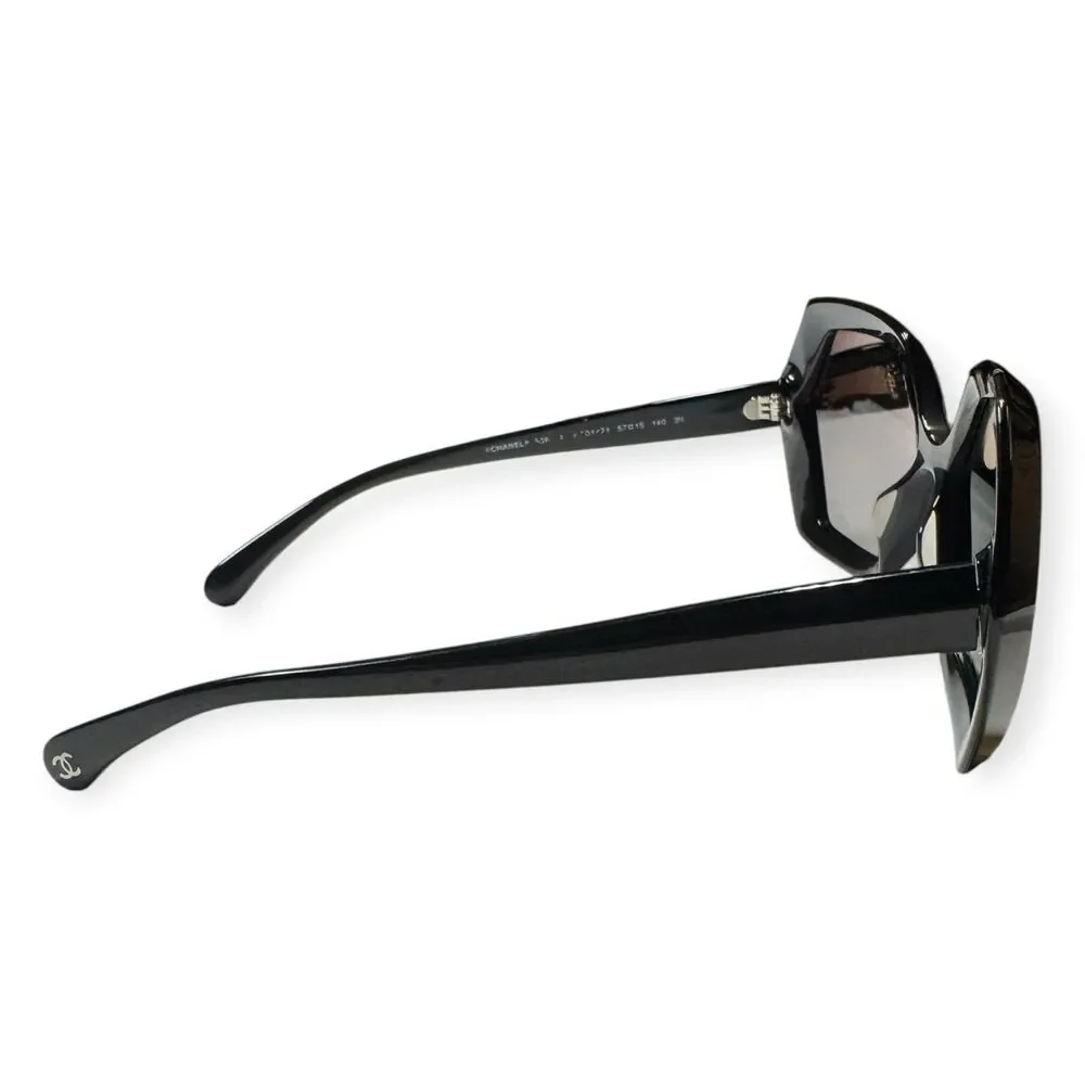 Chanel 5367 Black Hexagon Sunglasses Angular Gray Gradient Lenses Retro Y2K Rare - Picture 5 of 7